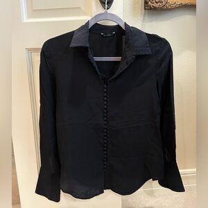 Club Monaco Black Silk Button Down XS